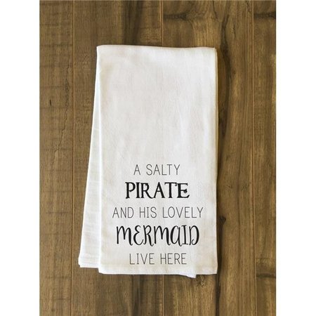 ONE BELLA CASA One Bella Casa 75119TW Salty Pirate Lovely Mermaid Tea Towel - Black 75119TW